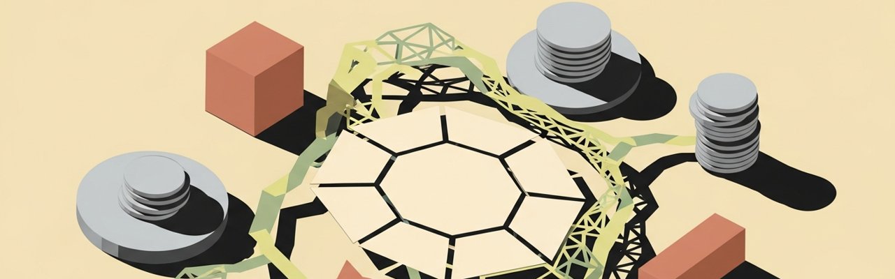 Cut-paper collage with yellow rectangle among ink and cream shapes — ad creative testing framework.