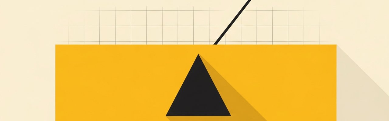 Swiss editorial poster with yellow rectangle and ink triangle — ai ad creative benchmarks.