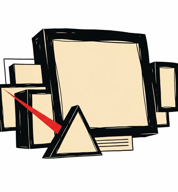 Swiss editorial poster with yellow rectangle and ink triangle — ai commercial.