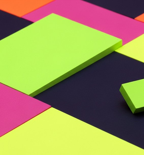 Swiss editorial poster with yellow rectangle and ink triangle — ai content production guide.