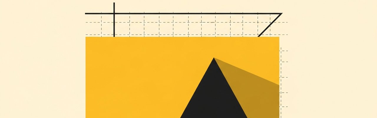Swiss editorial poster with yellow rectangle and ink triangle — ai influencer.