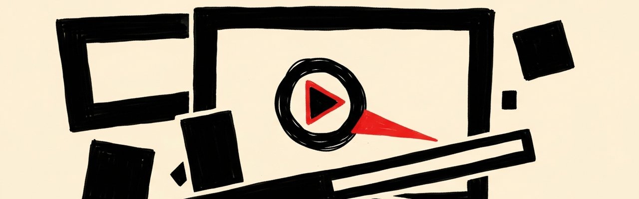 Swiss editorial poster with yellow rectangle and ink triangle — ai reels generator.