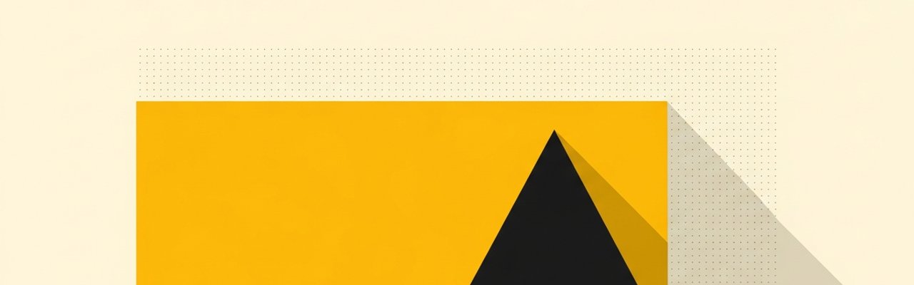 Swiss editorial poster with yellow rectangle and ink triangle — ai tools social media content.