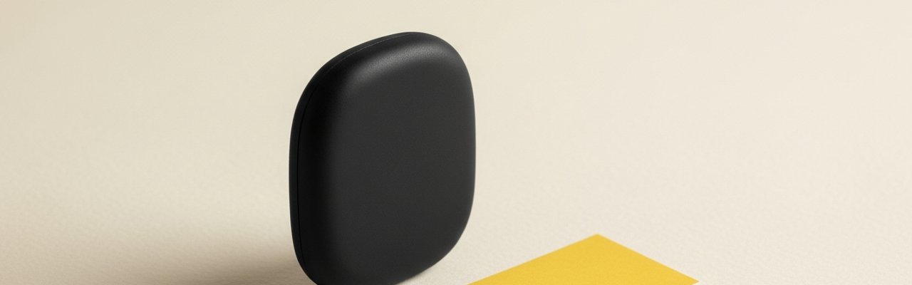 Black abstract object beside a yellow paper swatch on cream surface — scaling social media without headcount.
